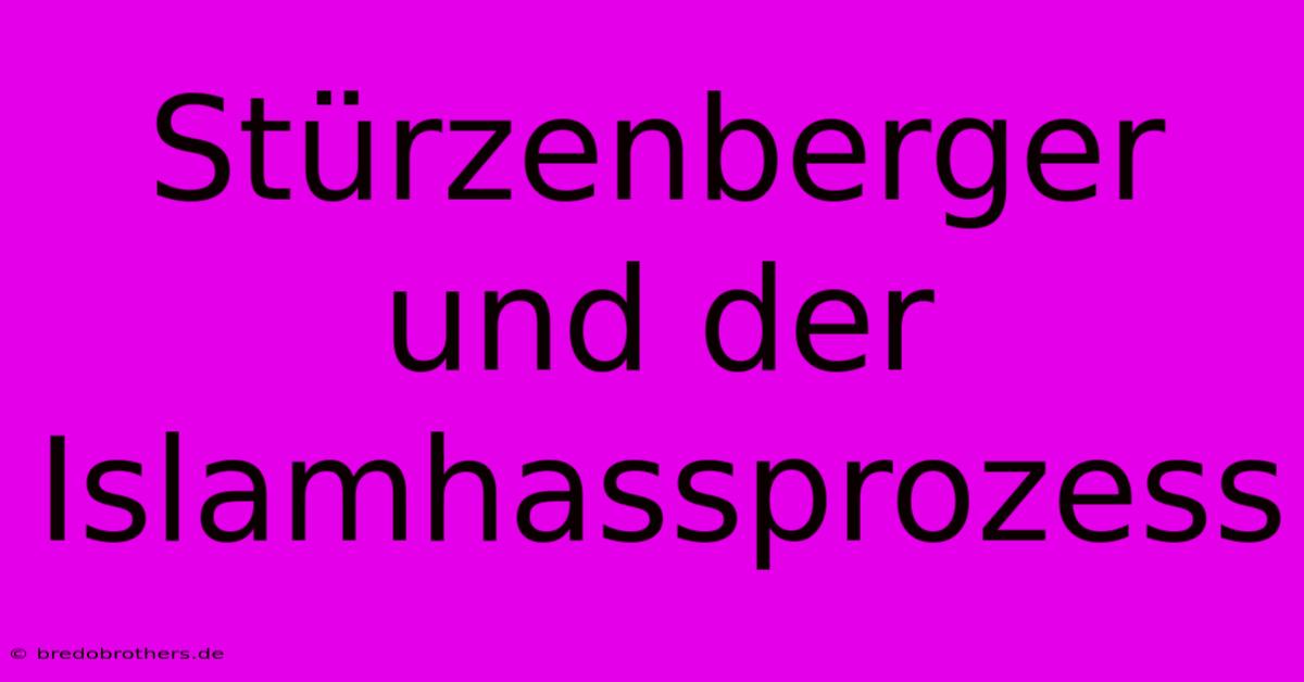 Stürzenberger Und Der Islamhassprozess