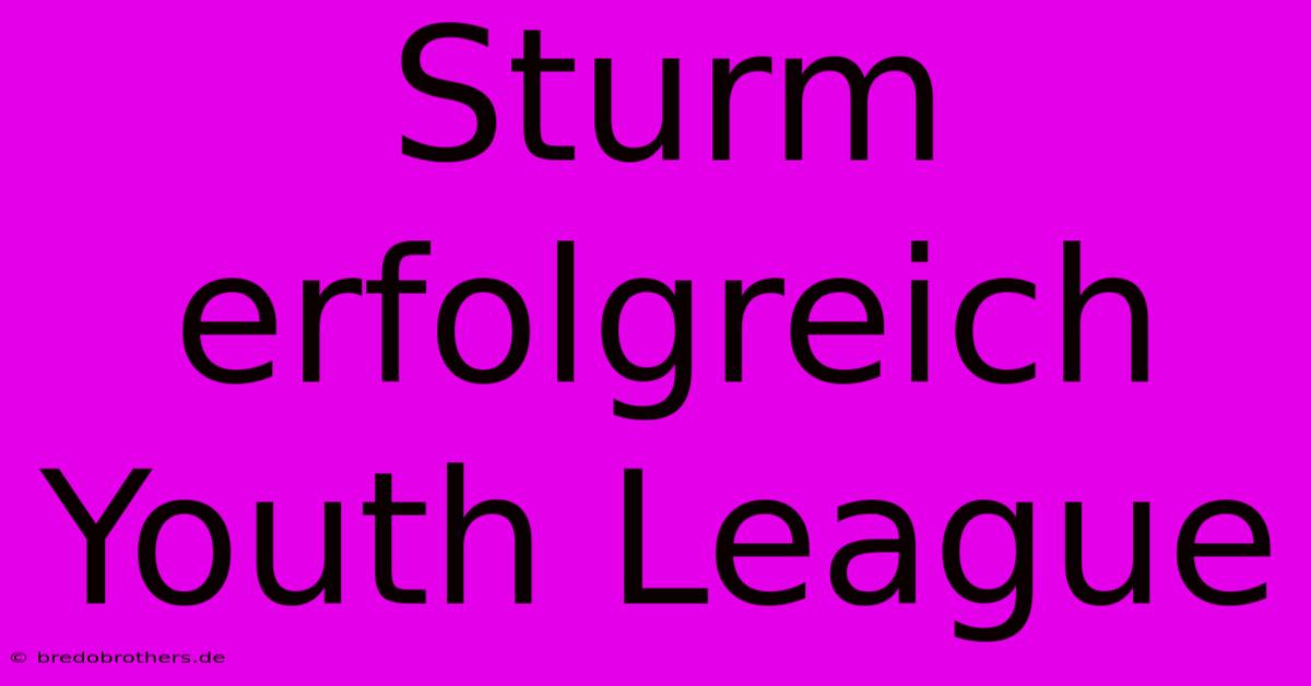 Sturm Erfolgreich Youth League