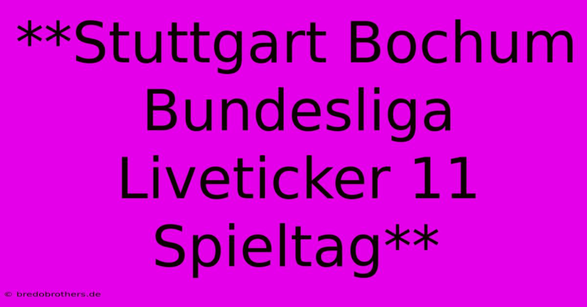 **Stuttgart Bochum Bundesliga Liveticker 11 Spieltag**