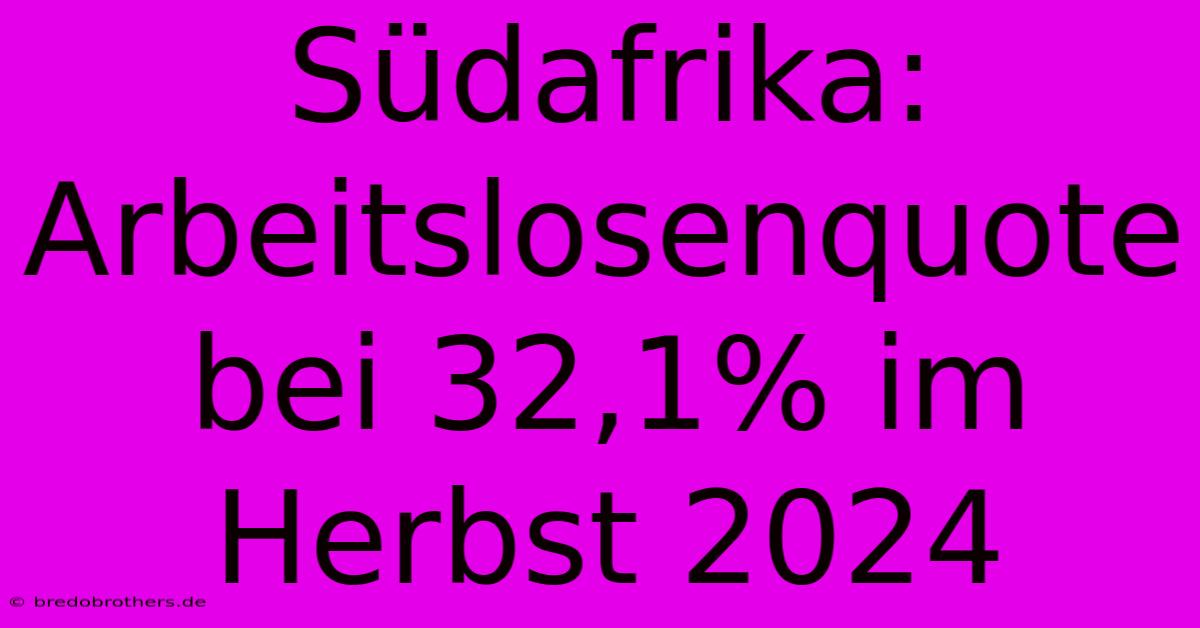 Südafrika: Arbeitslosenquote Bei 32,1% Im Herbst 2024