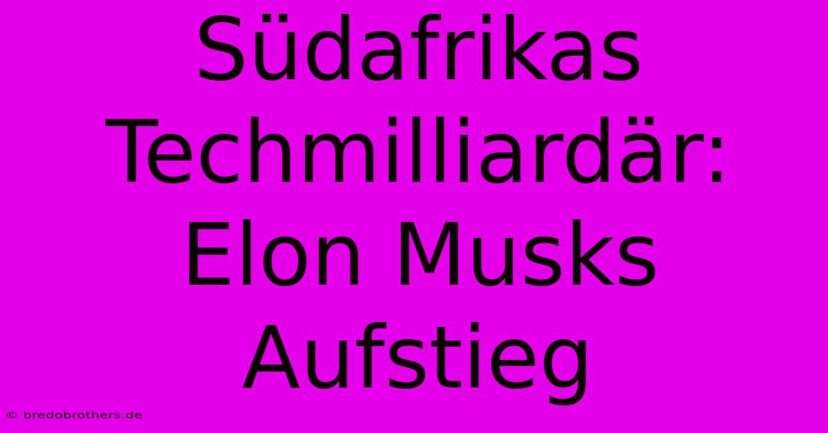 Südafrikas Techmilliardär: Elon Musks Aufstieg