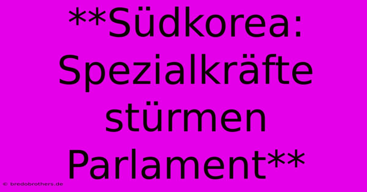 **Südkorea: Spezialkräfte Stürmen Parlament**