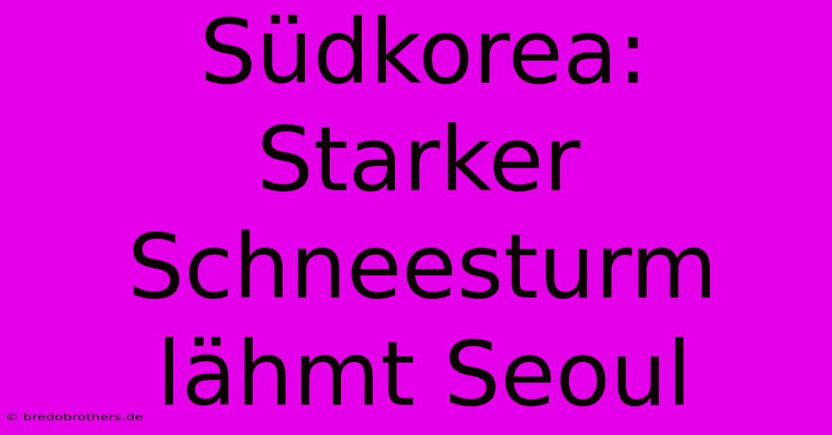 Südkorea: Starker Schneesturm Lähmt Seoul