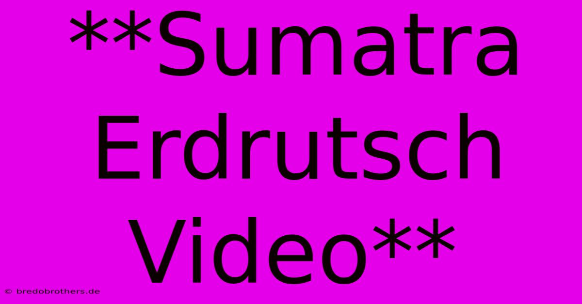 **Sumatra Erdrutsch Video**