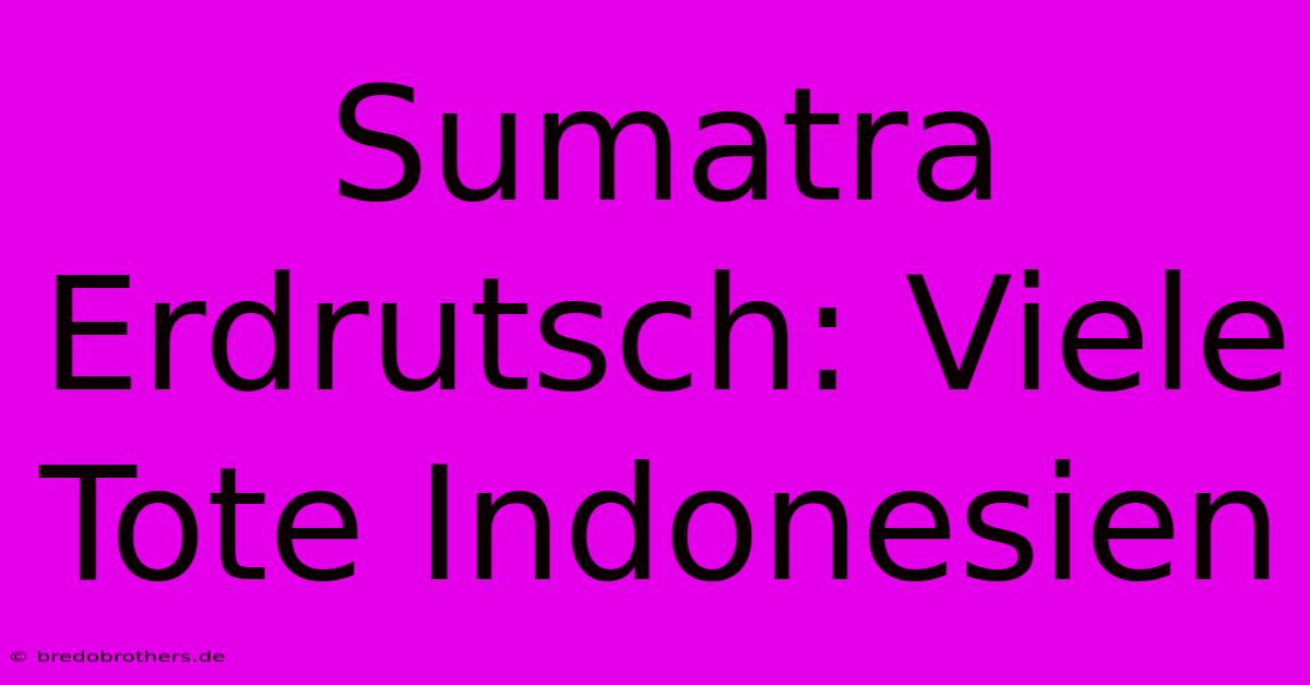 Sumatra Erdrutsch: Viele Tote Indonesien