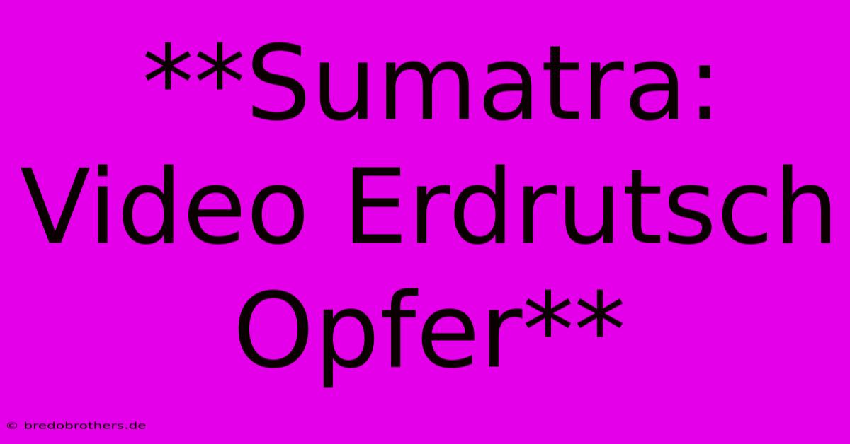 **Sumatra: Video Erdrutsch Opfer**