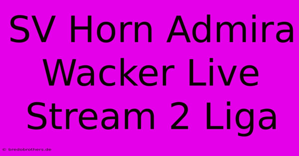 SV Horn Admira Wacker Live Stream 2 Liga