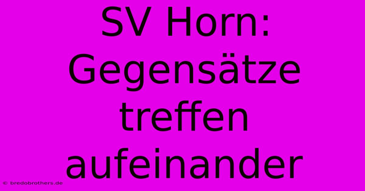 SV Horn:  Gegensätze Treffen Aufeinander