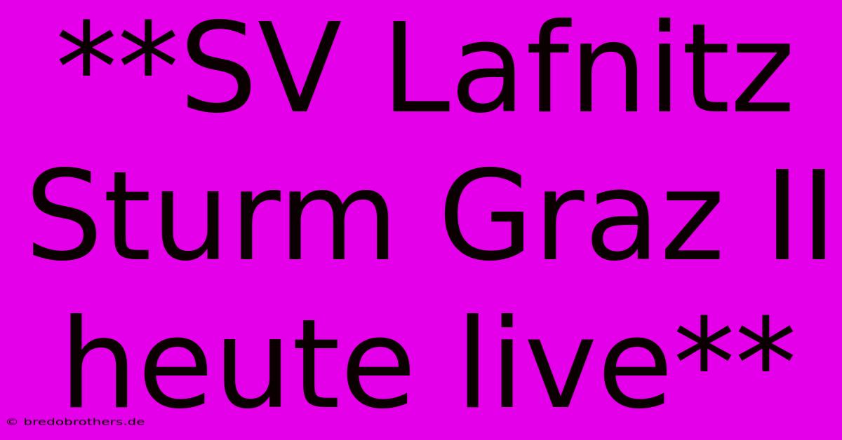 **SV Lafnitz Sturm Graz II Heute Live**