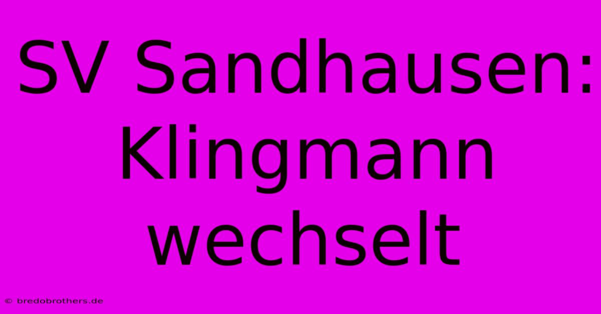 SV Sandhausen: Klingmann Wechselt