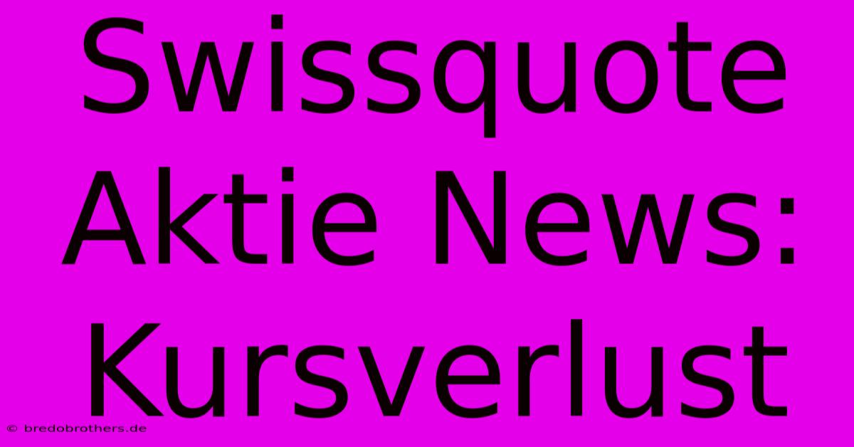 Swissquote Aktie News: Kursverlust