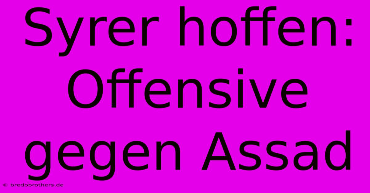 Syrer Hoffen: Offensive Gegen Assad