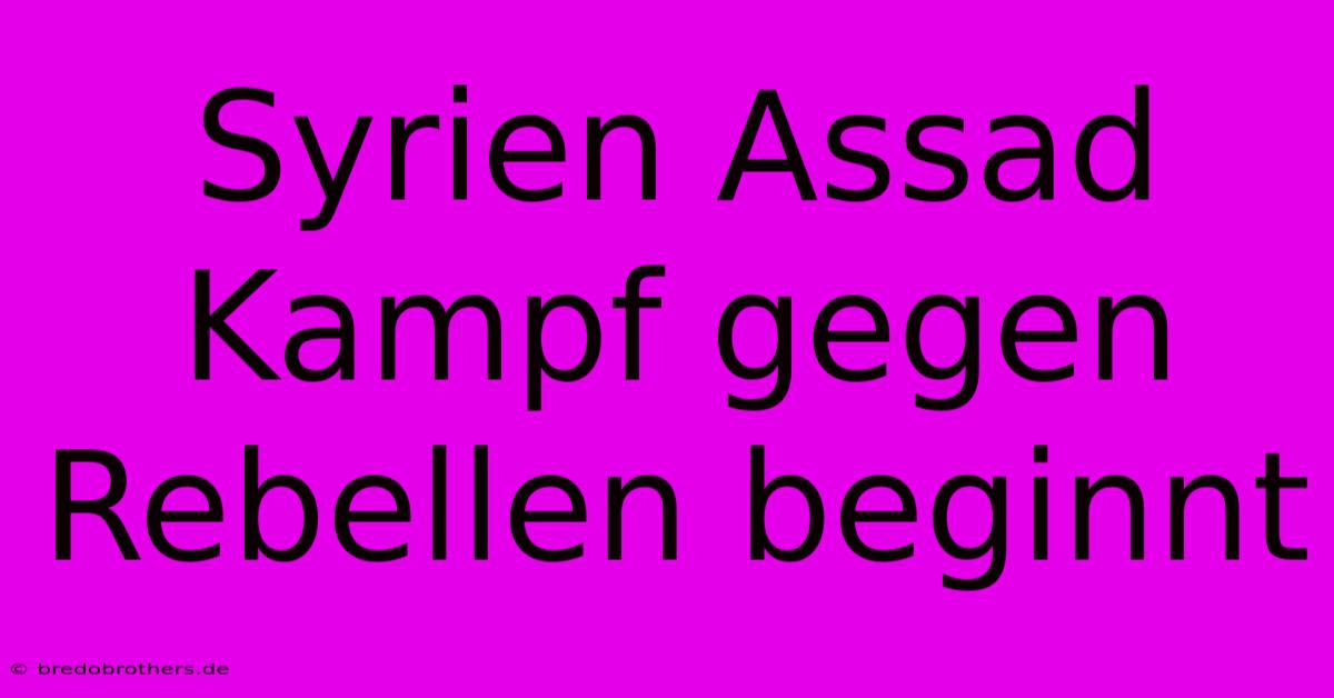 Syrien Assad Kampf Gegen Rebellen Beginnt