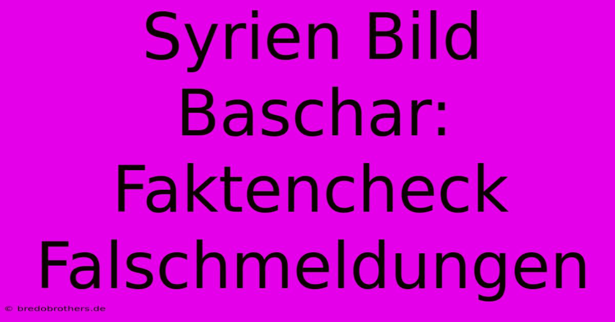 Syrien Bild Baschar: Faktencheck Falschmeldungen