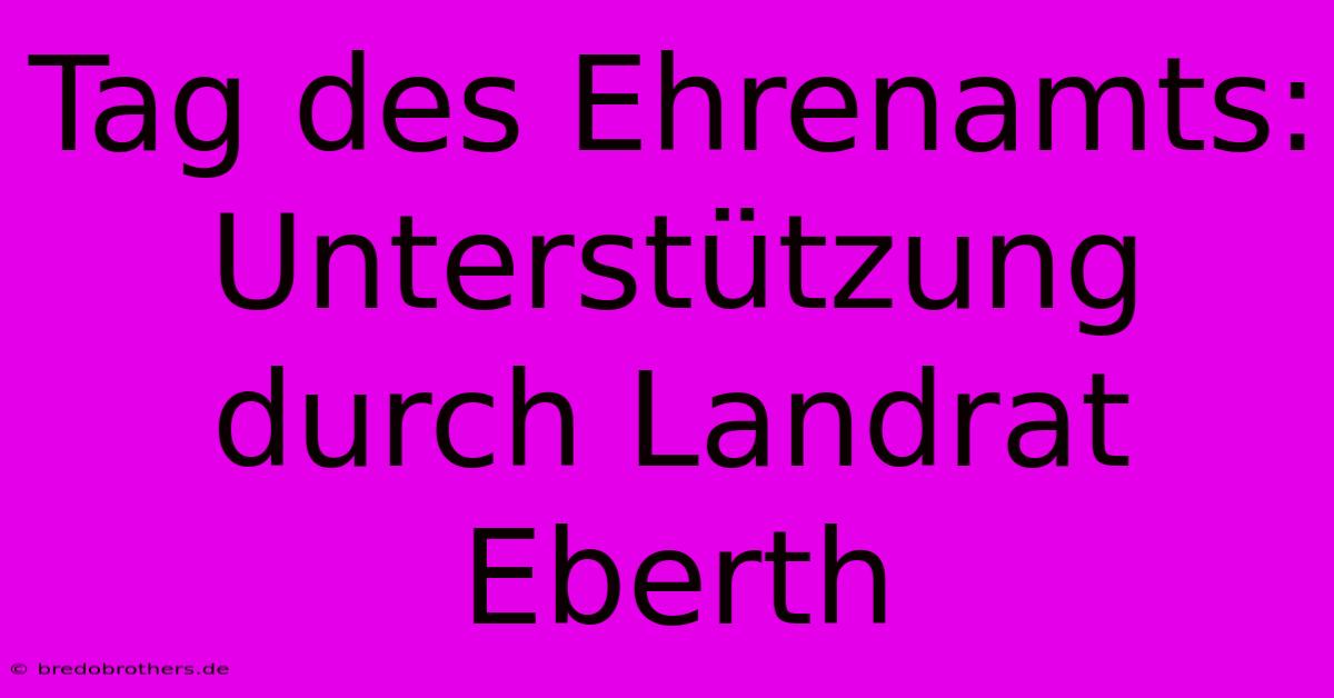 Tag Des Ehrenamts: Unterstützung Durch Landrat Eberth