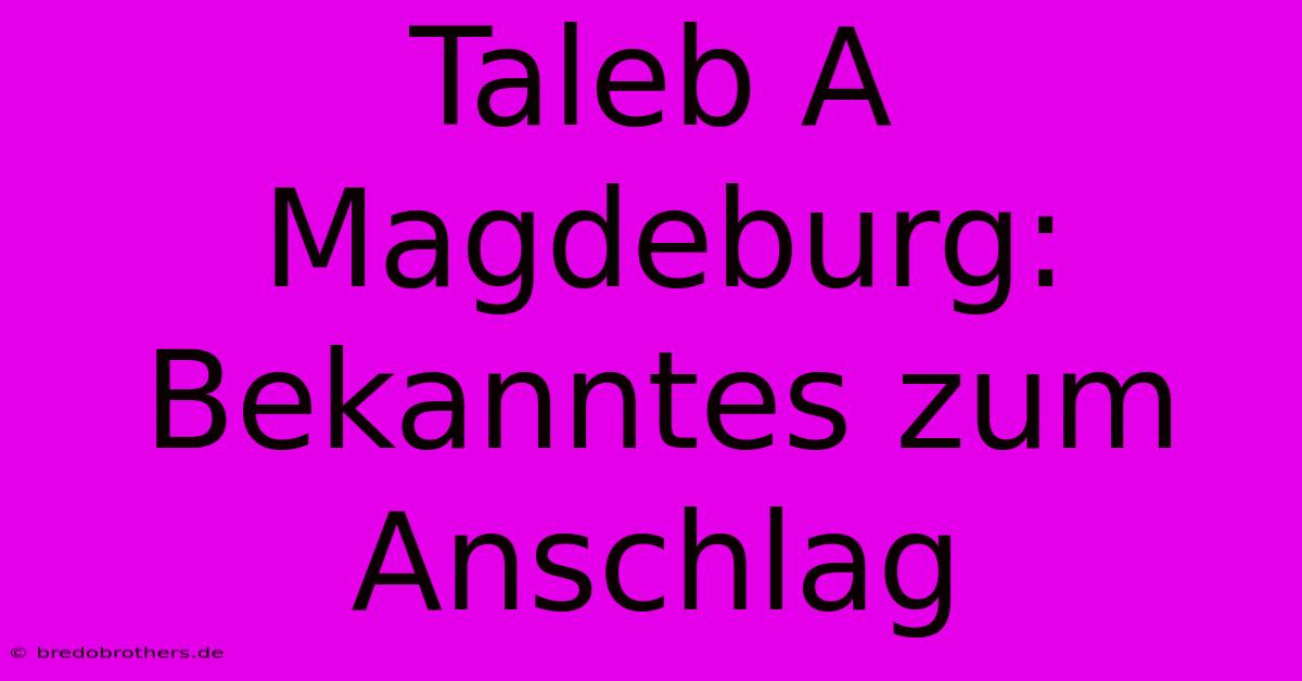 Taleb A Magdeburg: Bekanntes Zum Anschlag