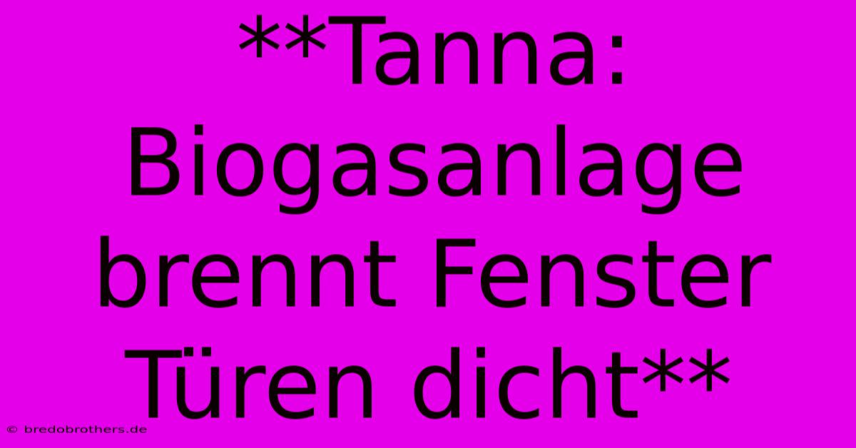 **Tanna: Biogasanlage Brennt Fenster Türen Dicht**