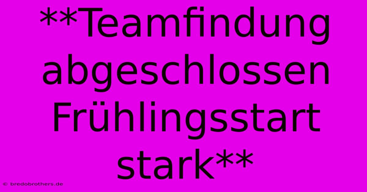 **Teamfindung Abgeschlossen Frühlingsstart Stark**