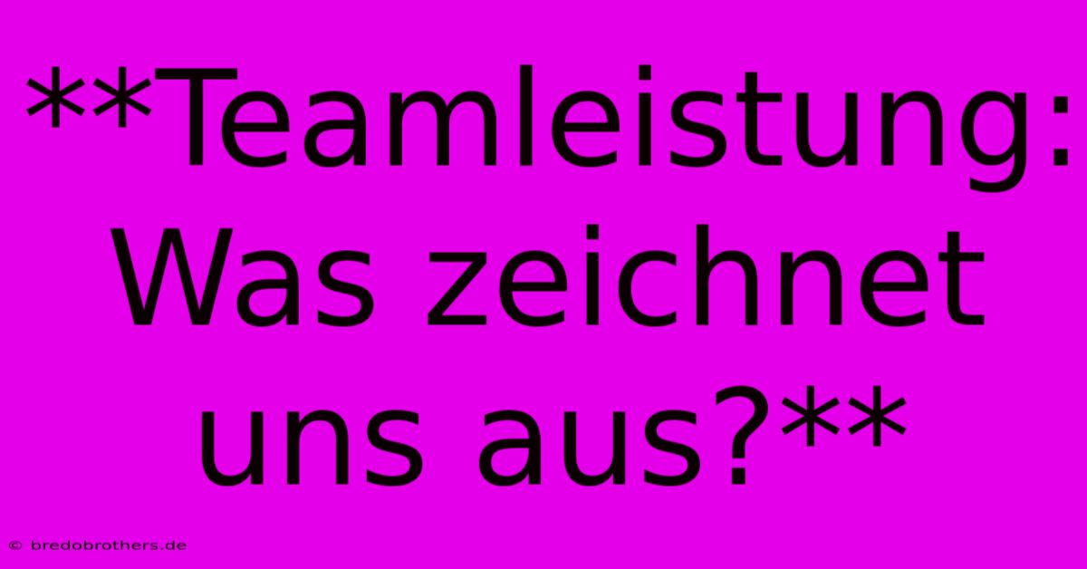 **Teamleistung: Was Zeichnet Uns Aus?**