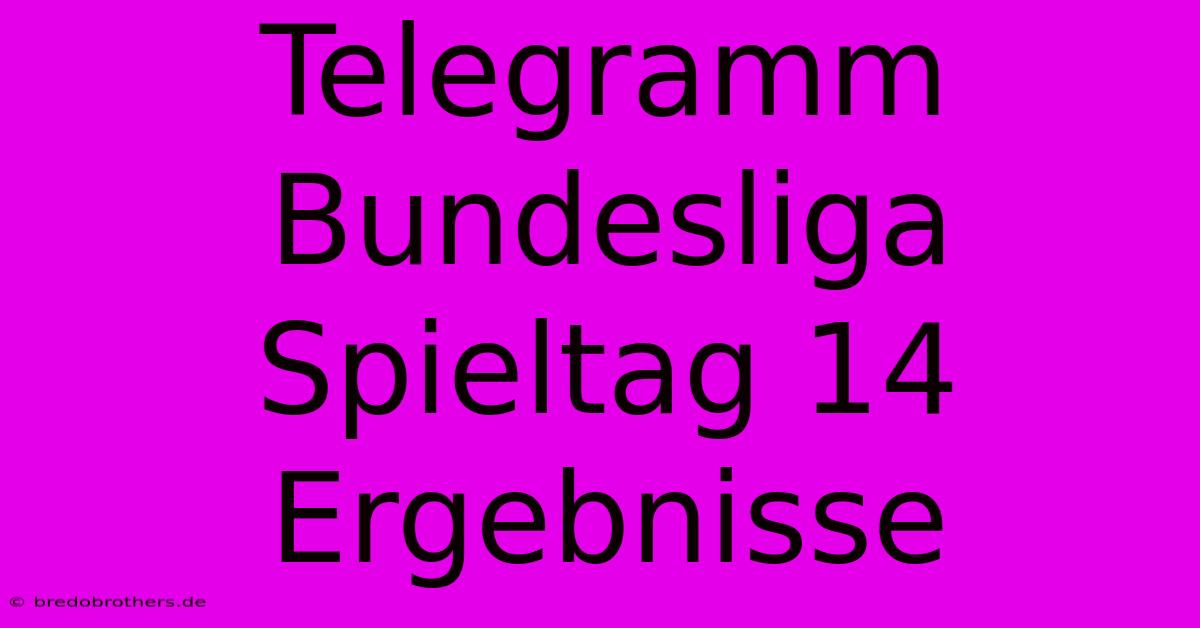 Telegramm Bundesliga Spieltag 14 Ergebnisse