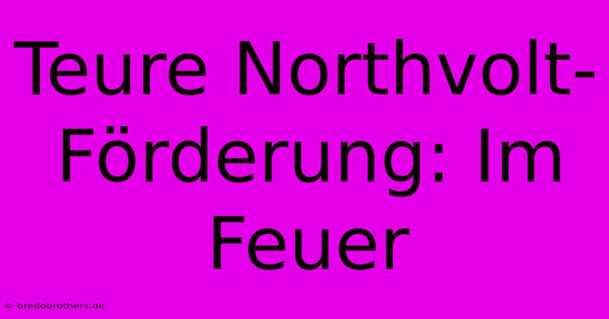 Teure Northvolt-Förderung: Im Feuer