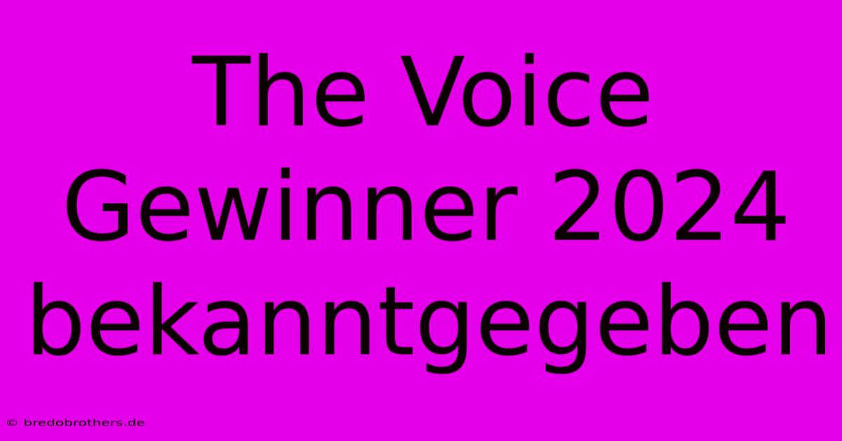 The Voice Gewinner 2024 Bekanntgegeben