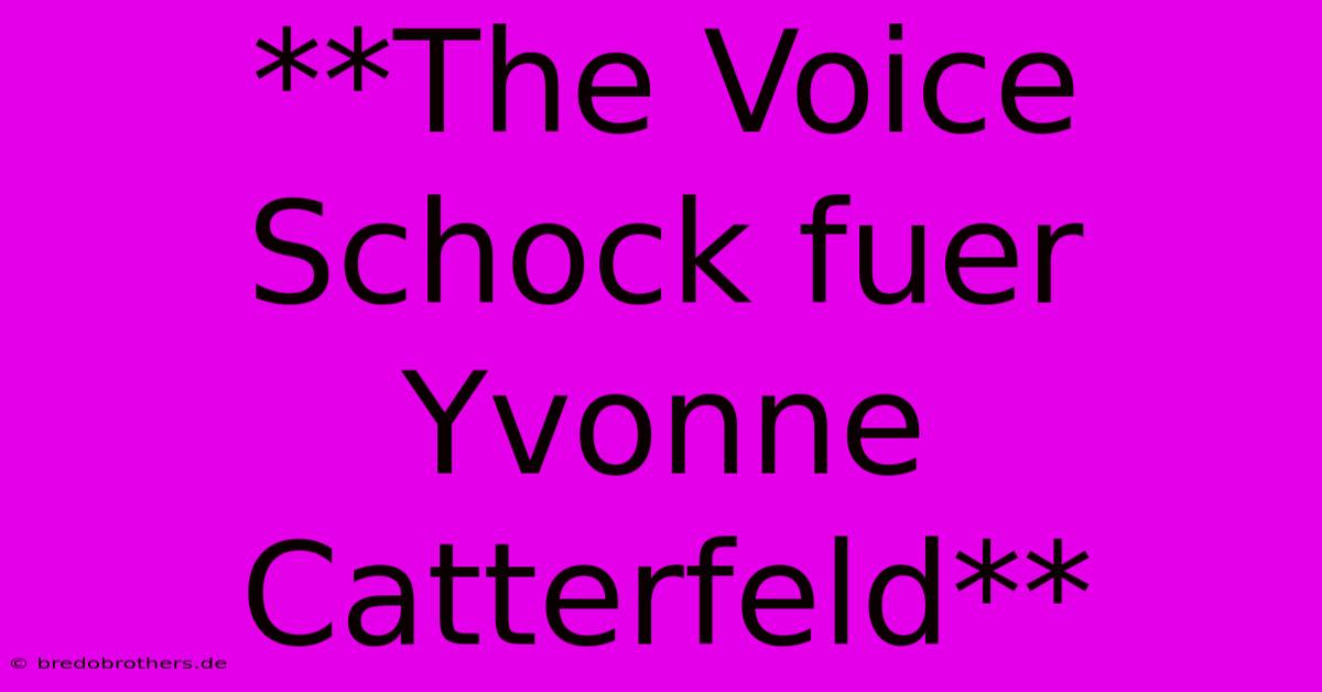 **The Voice Schock Fuer Yvonne Catterfeld**