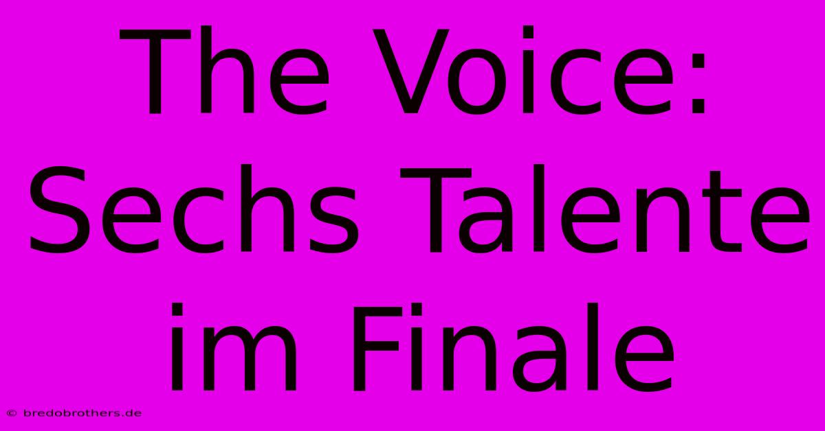 The Voice: Sechs Talente Im Finale