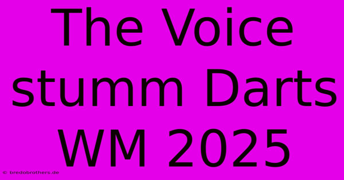 The Voice Stumm Darts WM 2025