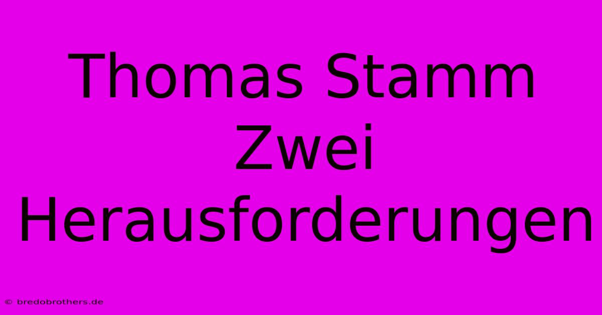 Thomas Stamm Zwei Herausforderungen