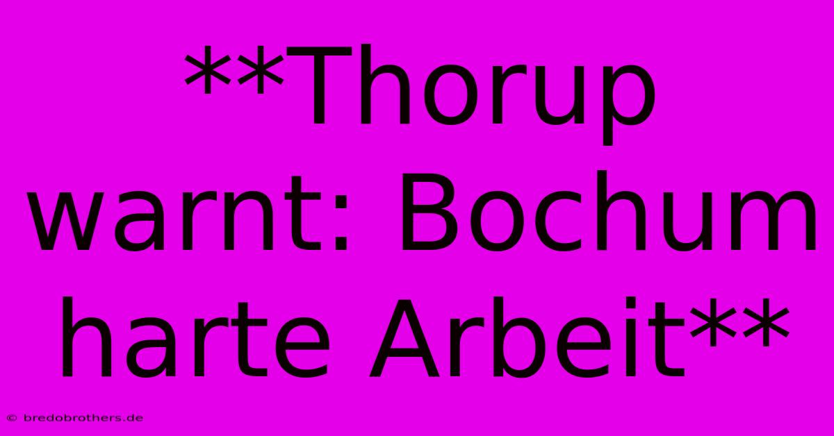 **Thorup Warnt: Bochum Harte Arbeit**