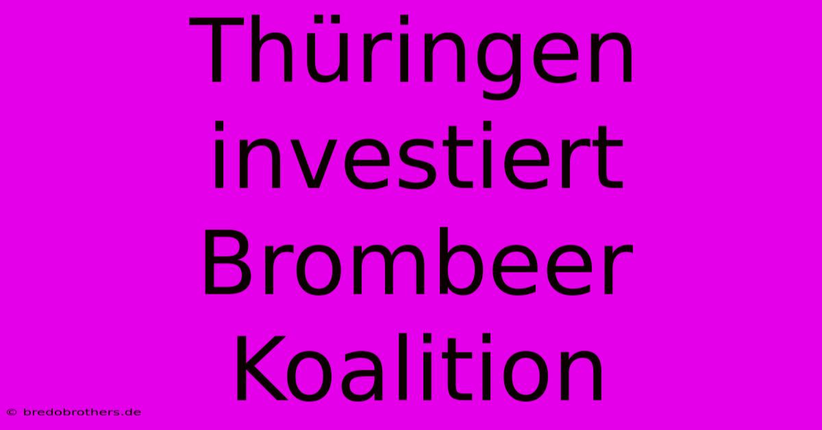 Thüringen Investiert Brombeer Koalition