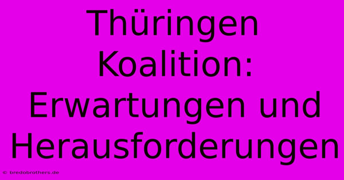 Thüringen Koalition: Erwartungen Und Herausforderungen