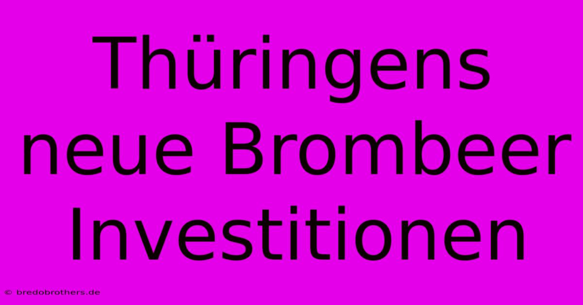 Thüringens Neue Brombeer Investitionen