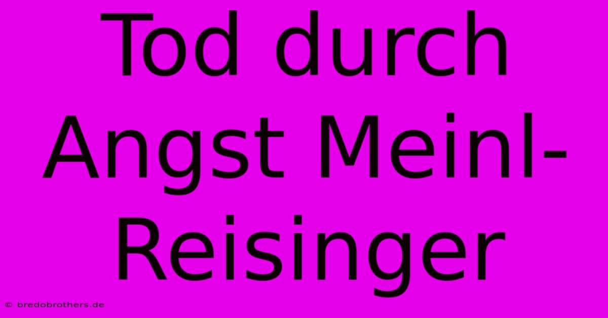 Tod Durch Angst Meinl-Reisinger