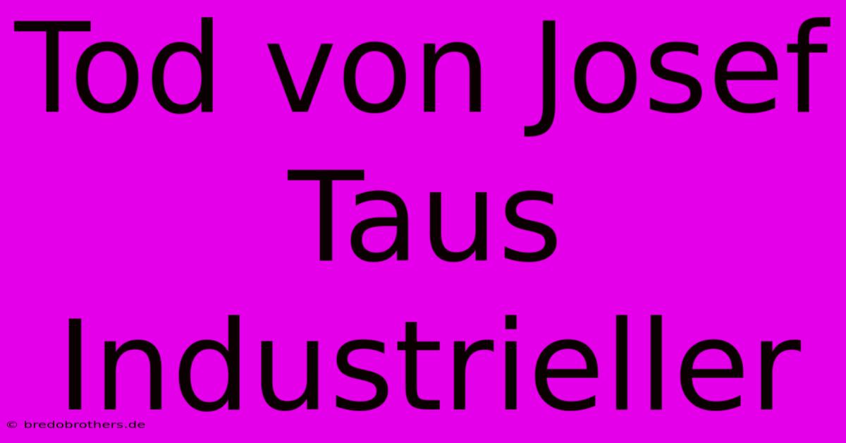 Tod Von Josef Taus Industrieller