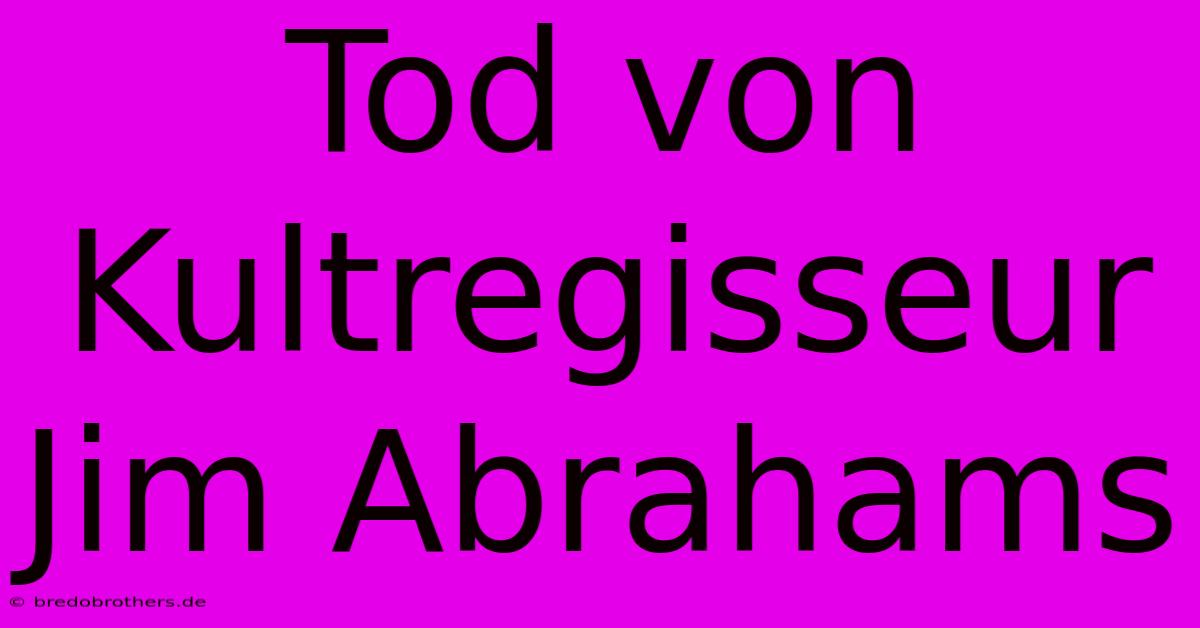 Tod Von Kultregisseur Jim Abrahams