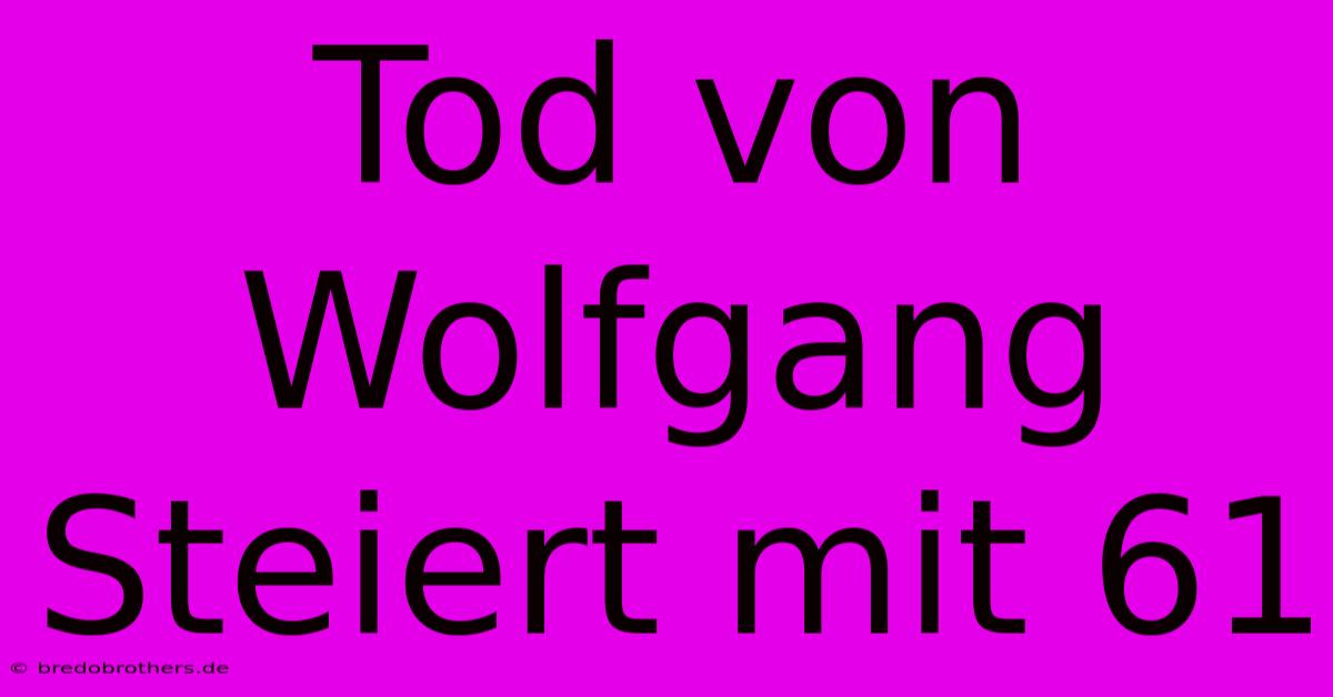 Tod Von Wolfgang Steiert Mit 61