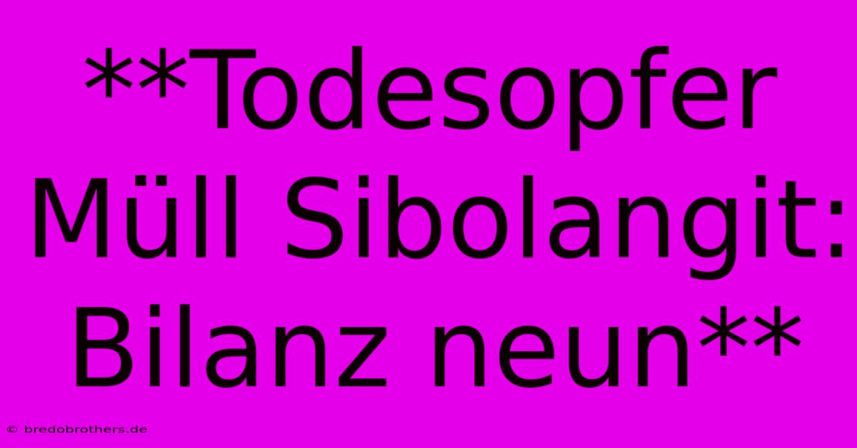 **Todesopfer Müll Sibolangit: Bilanz Neun**