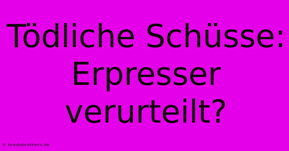 Tödliche Schüsse: Erpresser Verurteilt?