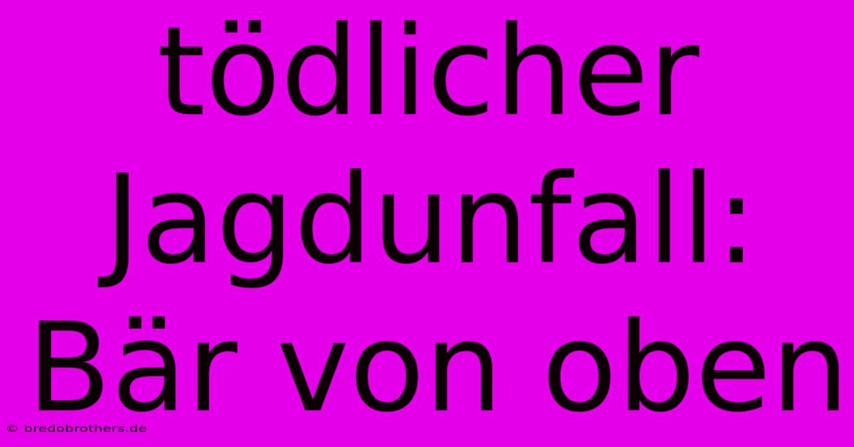 Tödlicher Jagdunfall: Bär Von Oben