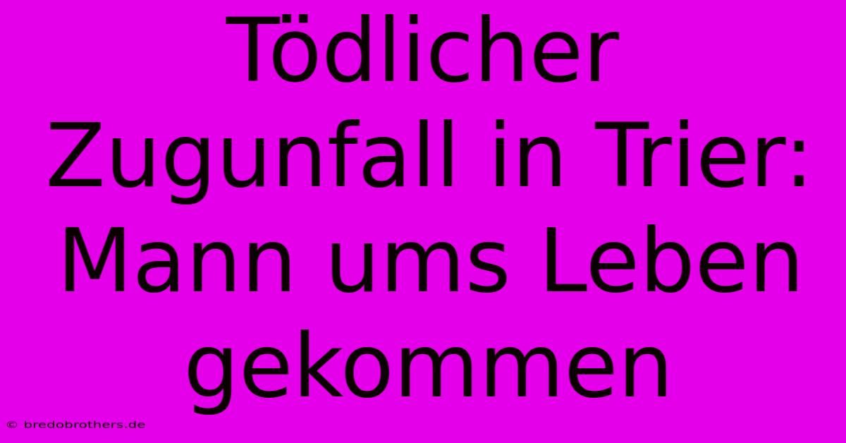 Tödlicher Zugunfall In Trier: Mann Ums Leben Gekommen