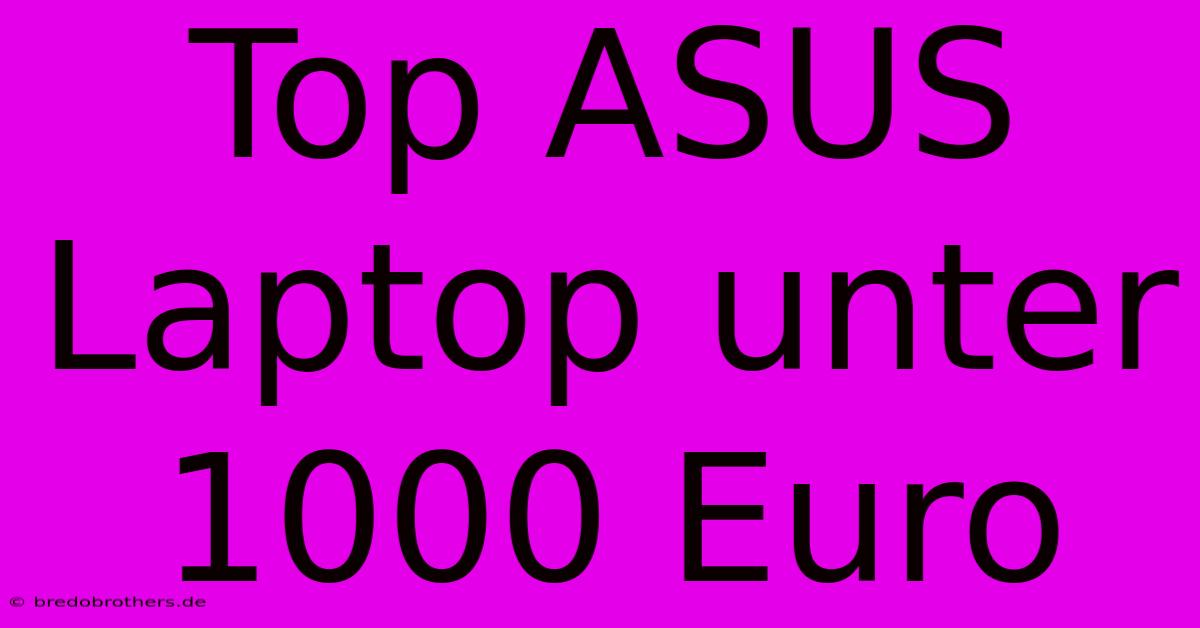 Top ASUS Laptop Unter 1000 Euro