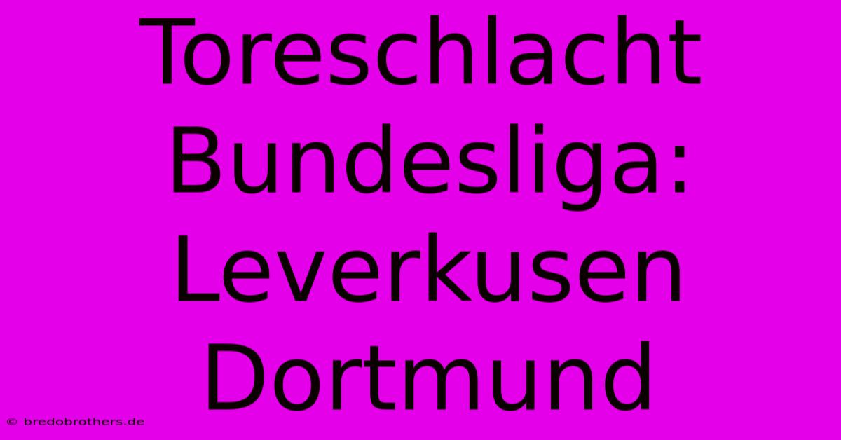 Toreschlacht Bundesliga: Leverkusen Dortmund