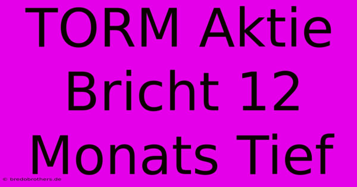 TORM Aktie Bricht 12 Monats Tief