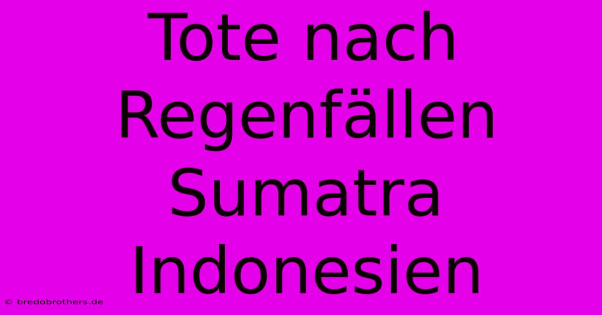 Tote Nach Regenfällen Sumatra Indonesien