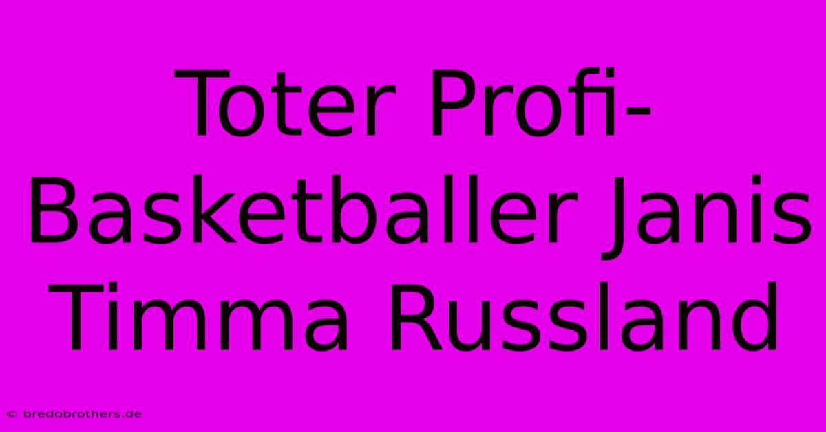 Toter Profi-Basketballer Janis Timma Russland