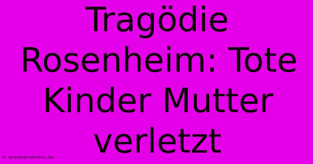 Tragödie Rosenheim: Tote Kinder Mutter Verletzt