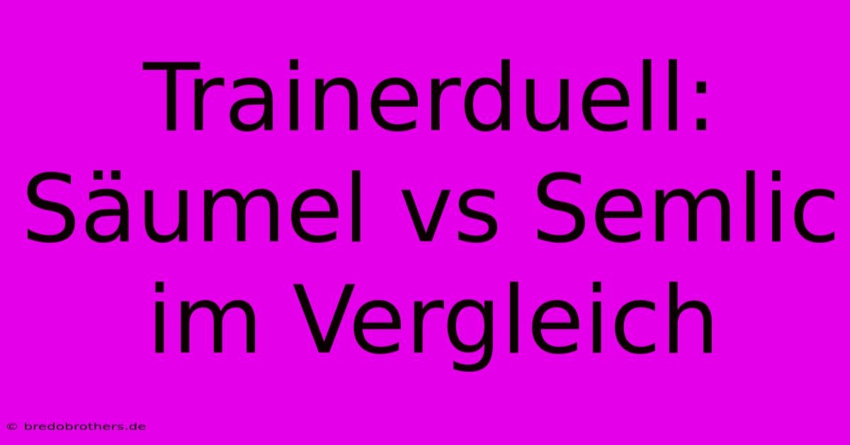 Trainerduell: Säumel Vs Semlic Im Vergleich