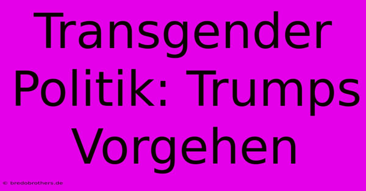 Transgender Politik: Trumps Vorgehen